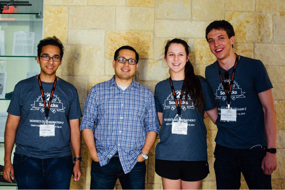 Diego Bernal and students enjoying the hackathon