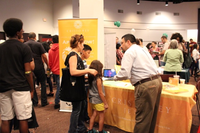 Students and parents learn about school options.